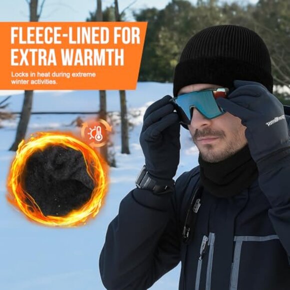 Fleece Lined Knit Beanie Earflap Hat Unisex Warm Winter Skull Cap main image 6